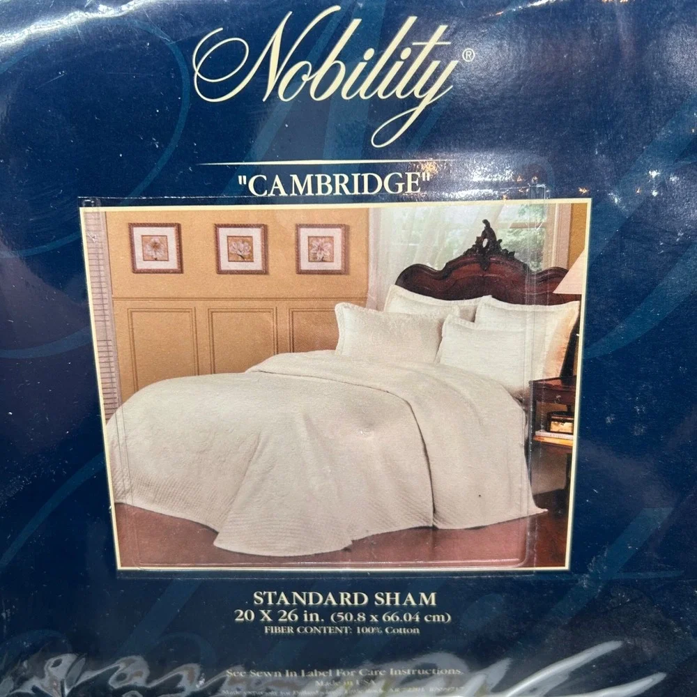 Nobility Pillow Sham Ivory Standard Set 2 Quilted Stitching New‎